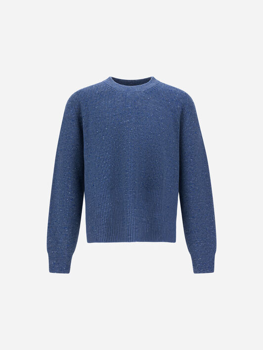 CASHMERE AND WOOL FISHERMAN'S RIB SWEATER