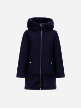 PARKA IN WOOL-EFFECT STRETCH FABRIC AND BEAVER-EFFECT FUR-TOUCH