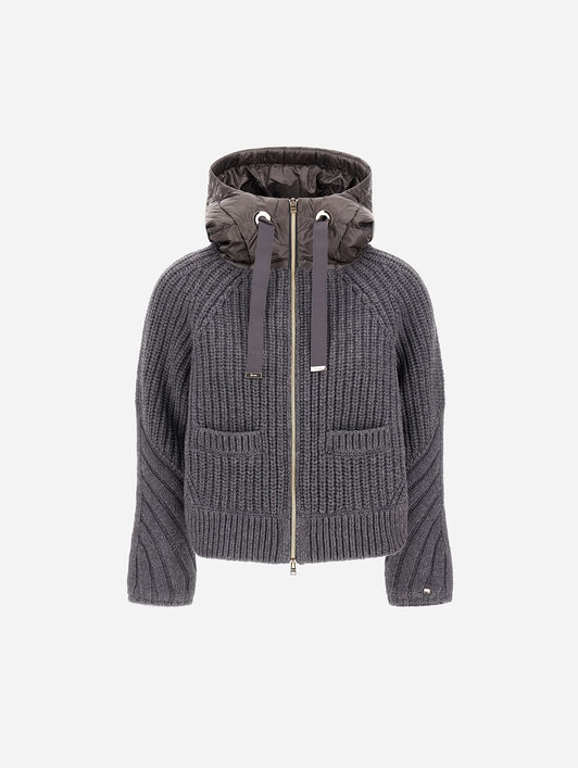 CARDIGAN IN COB STITCH WOOL AND NYLON ULTRALIGHT