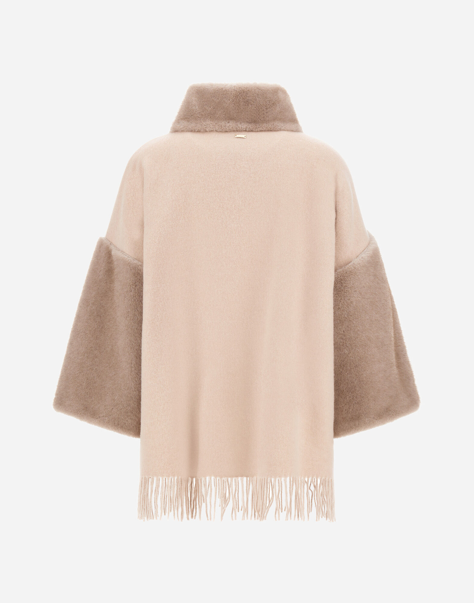 WOOL, CASHMERE AND MINK-EFFECT MÉLANGE PONCHO