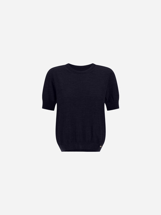 STOCKING-STITCH EXTRAFINE WOOL T-SHIRT