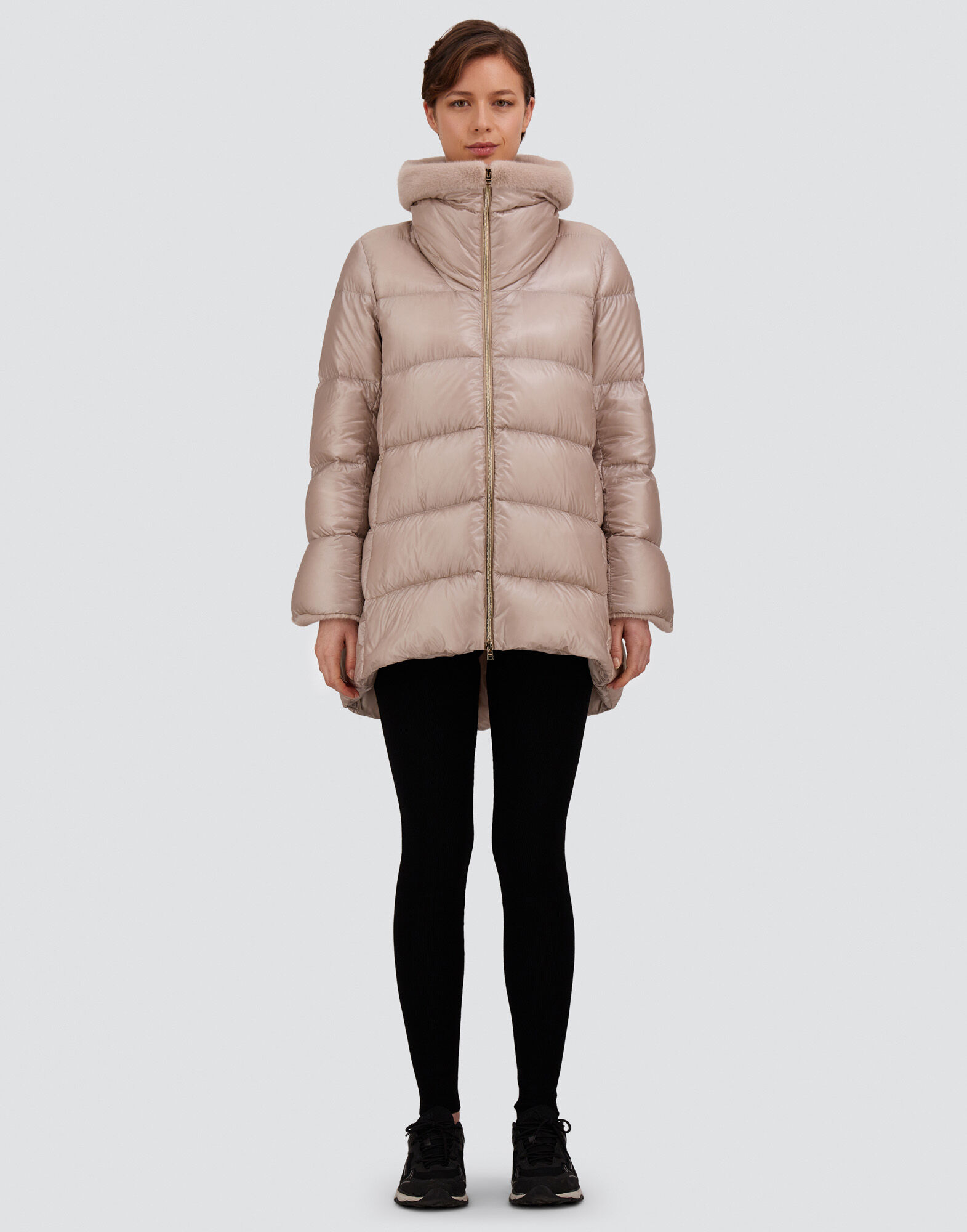 A-SHAPE JACKET IN NYLON ULTRALIGHT AND LADY ALTERNATIVE FUR