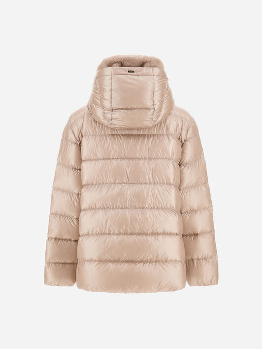 NYLON ULTRALIGHT AND MELANGE MINK-EFFECT JACKET