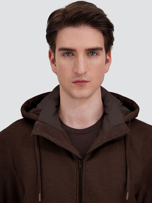 CASHMERE CLOTH, MOHAIR AND SUEDE-EFFECT JACKET