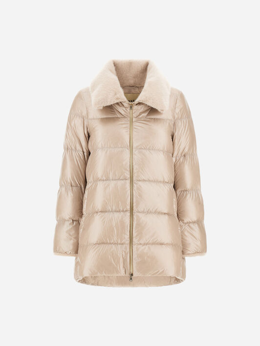 A-SHAPE JACKET IN NYLON ULTRALIGHT AND LADY ALTERNATIVE FUR
