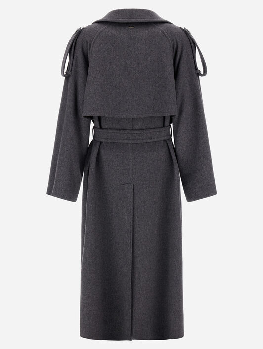 COAT IN DOUBLE-LAYERED CASHMERE, WOOL AND SILK FABRIC