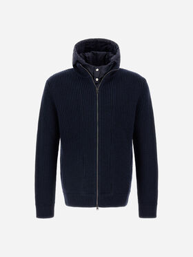 JACKET IN RIBBED MERINO WOOL G.5 AND NYLON CHAMONIX