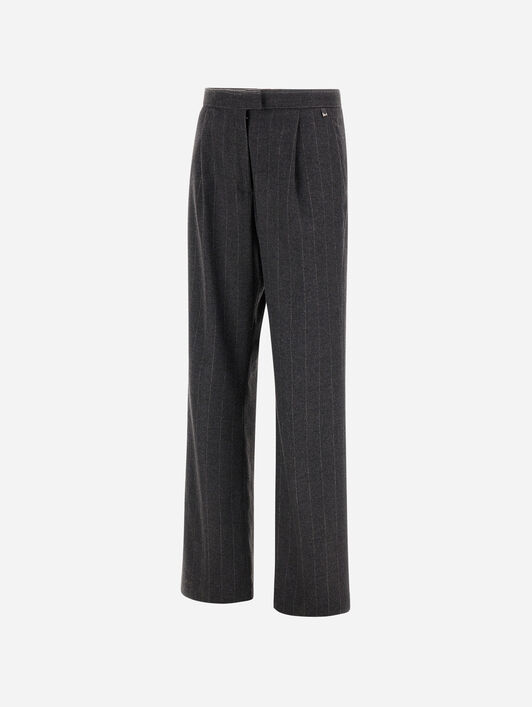 PINSTRIPED STRETCH WOOL TROUSERS
