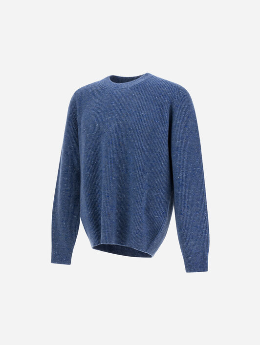 CASHMERE AND WOOL FISHERMAN'S RIB SWEATER