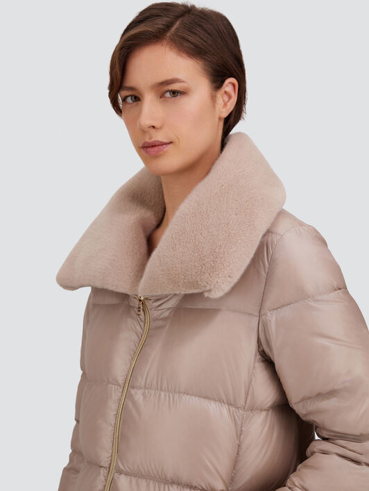A-SHAPE JACKET IN NYLON ULTRALIGHT AND LADY ALTERNATIVE FUR