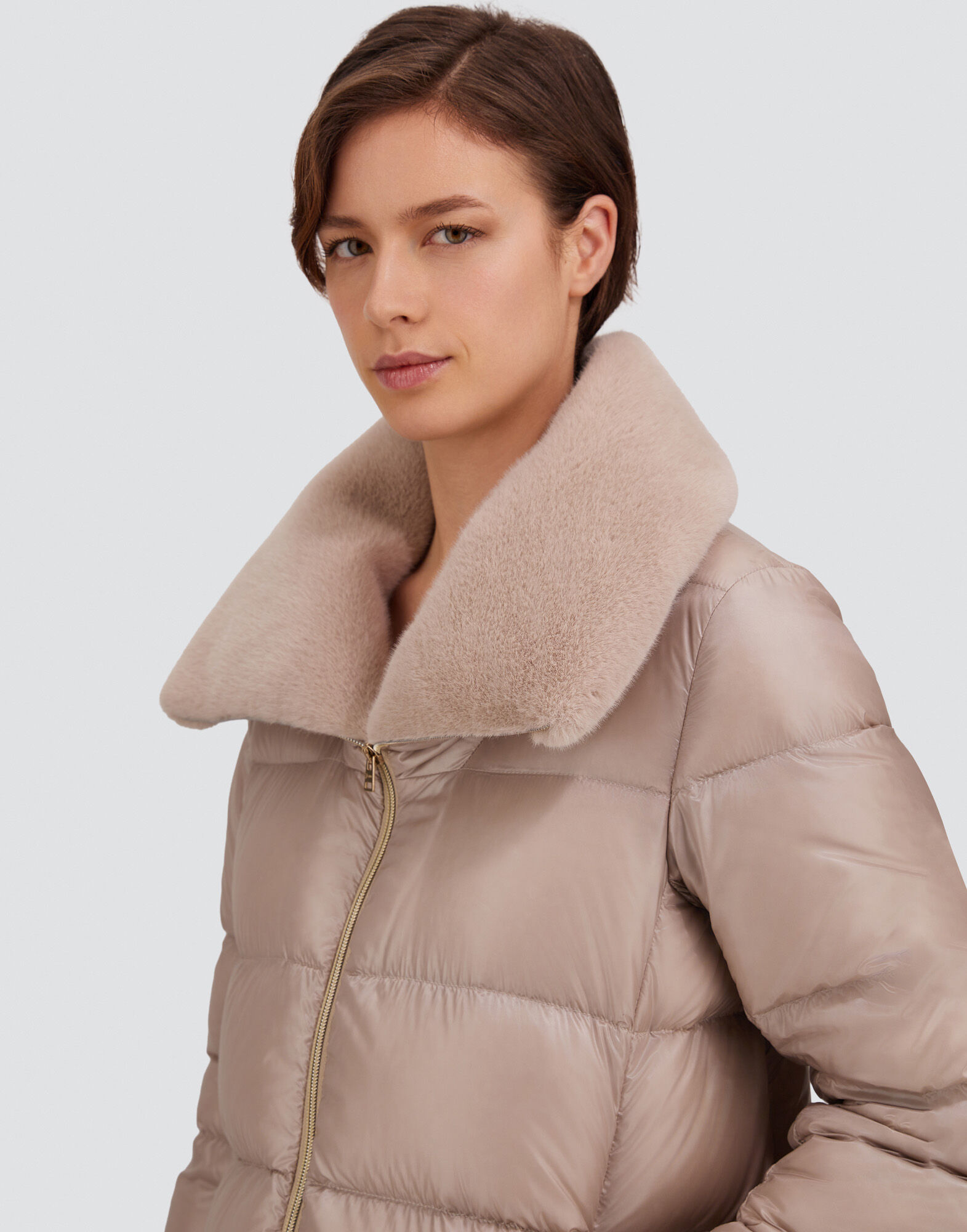 A-SHAPE JACKET IN NYLON ULTRALIGHT AND LADY ALTERNATIVE FUR