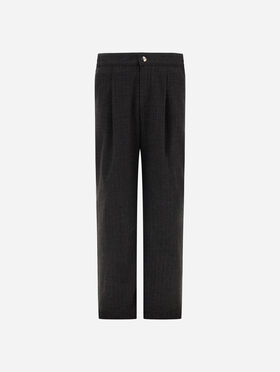 PINSTRIPED TECHNICAL FABRIC TROUSERS